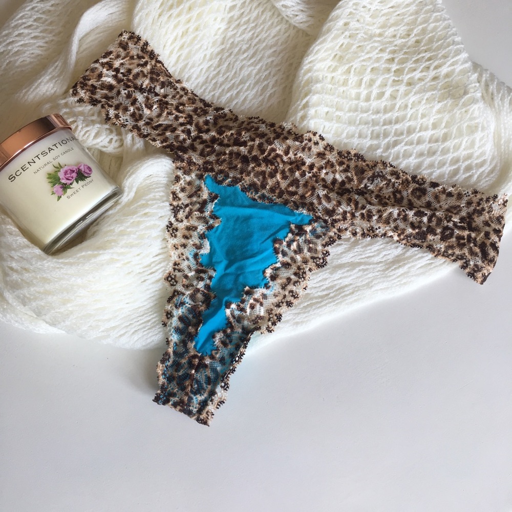 Leopard Print and Blue Victoria's Secret Thong