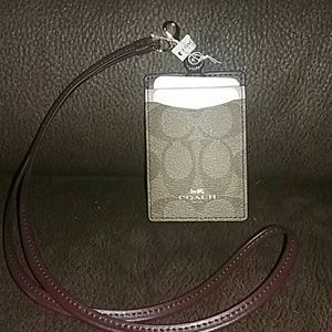 Coach id holder with lanyard