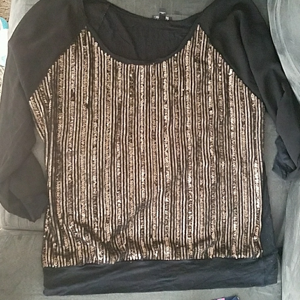 Women's gold sequined express shirt