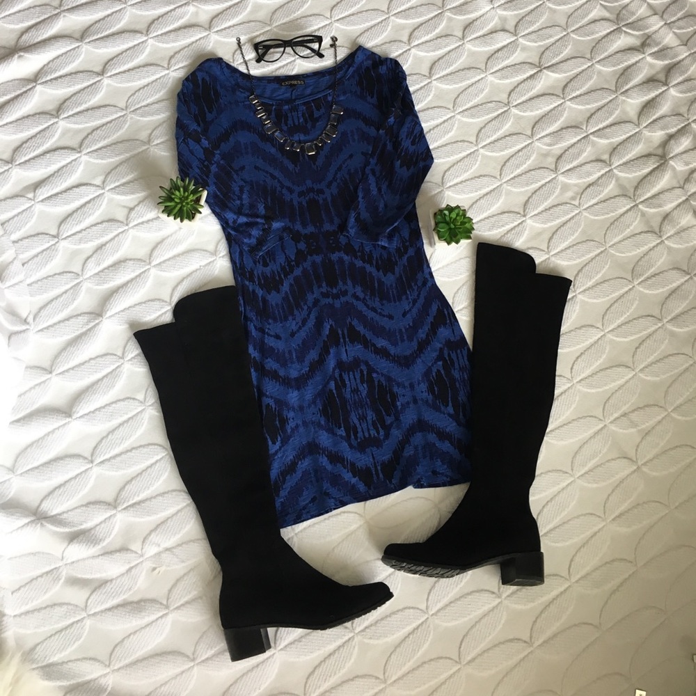 Express Blue Ikat Mini Dress - Picture 1 of 3
