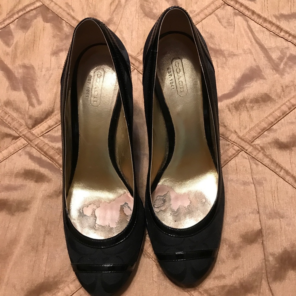 Black logo Coach wedges