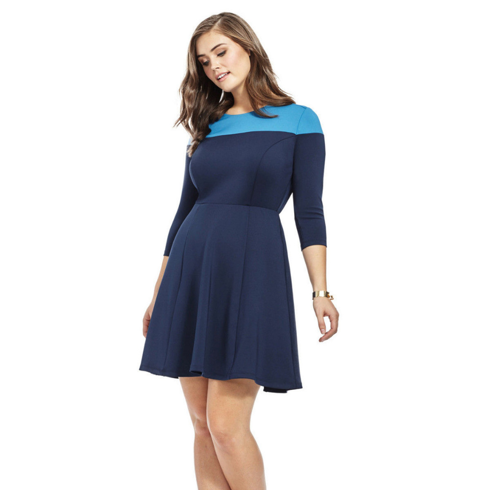 Spruce & Sage Navy Blue Color Block Dress Size 0X