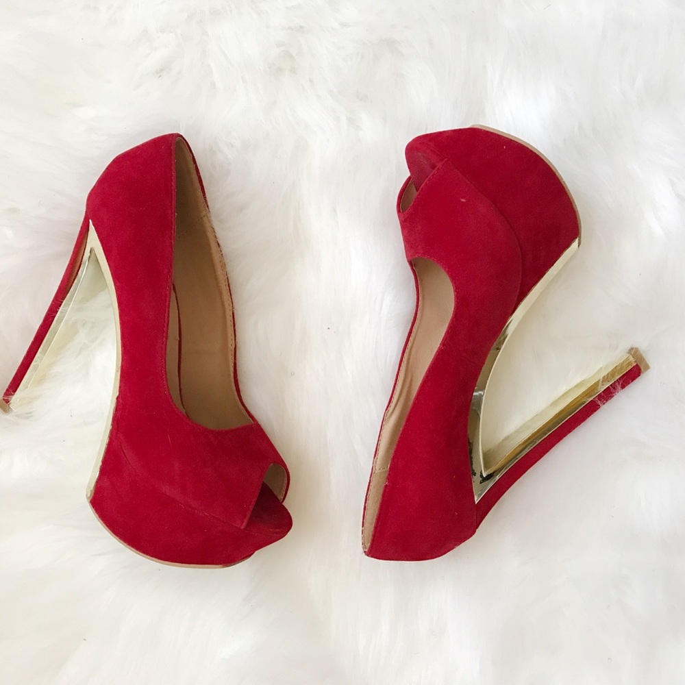 Charlotte Russe Red Peep Toe Heels