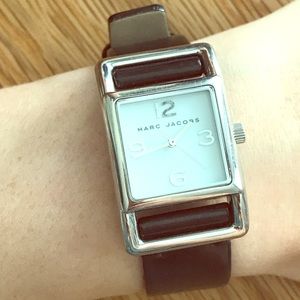 Marc Jacobs Silver Watch with Leather Band
