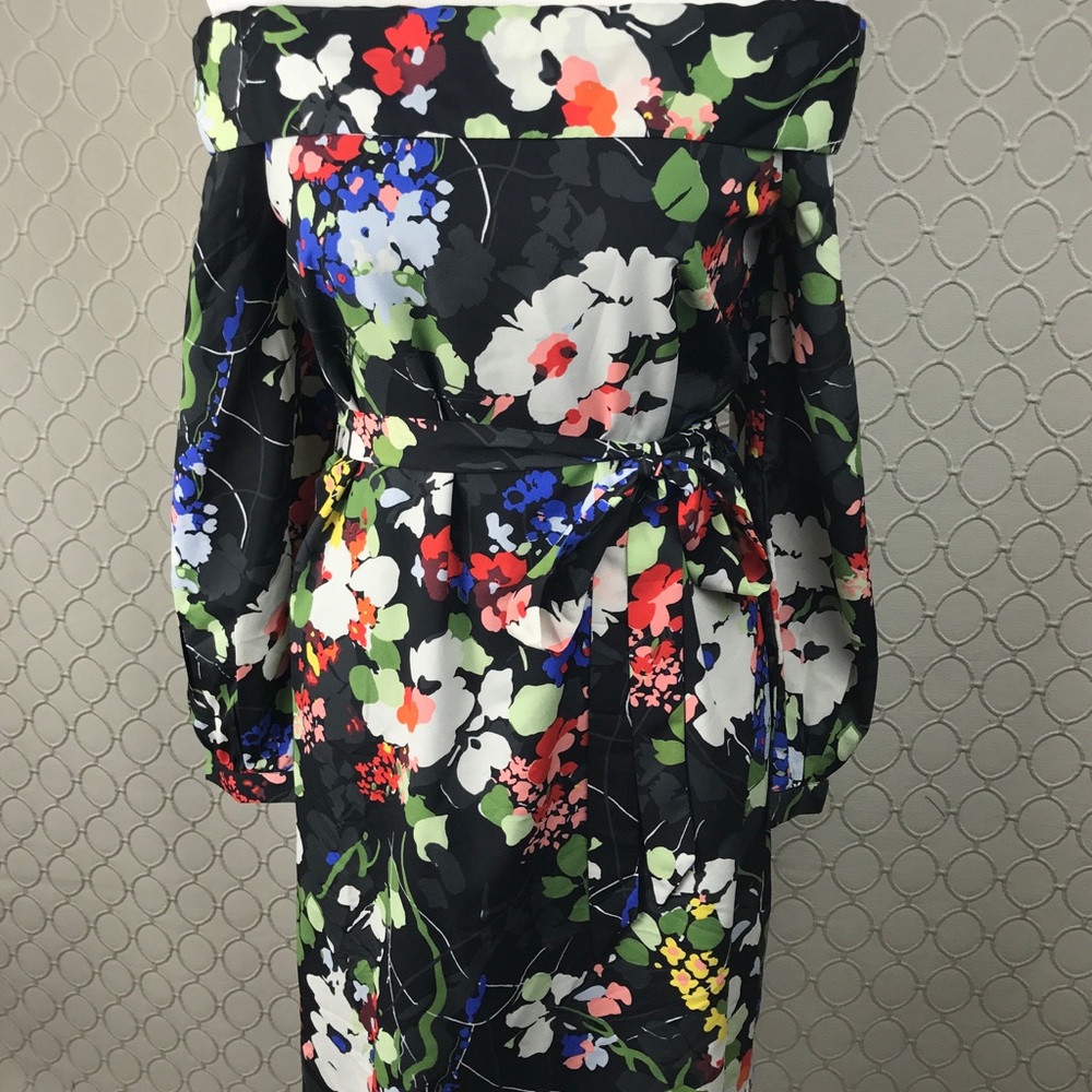 Banana Republic black floral off-shoulder dress