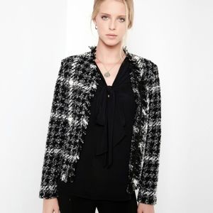 Karen Kane PLAID FRINGED JACKET X SMALL NWT $222
