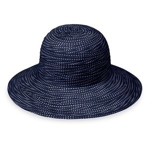 Wallaroo Petite Scrunchie Sun Hat Navy/White Dot