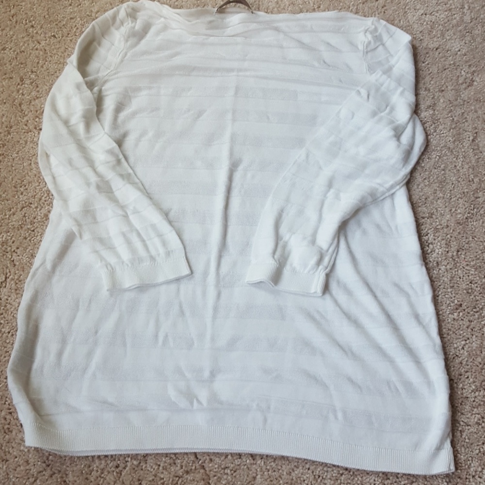 LOFT Boatneck Striped White Summer Sweater