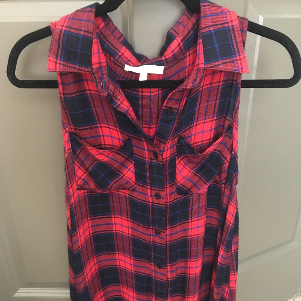 Button down flannel tank
