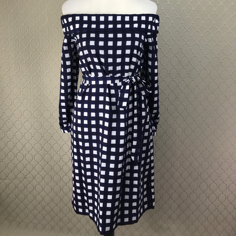 Banana Republic gingham off-shoulder dress