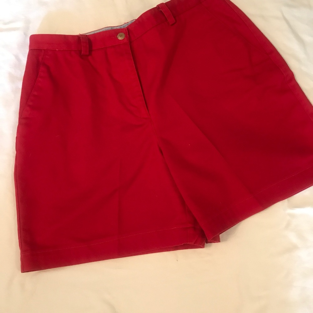 Red above the knee shorts. Barely worn