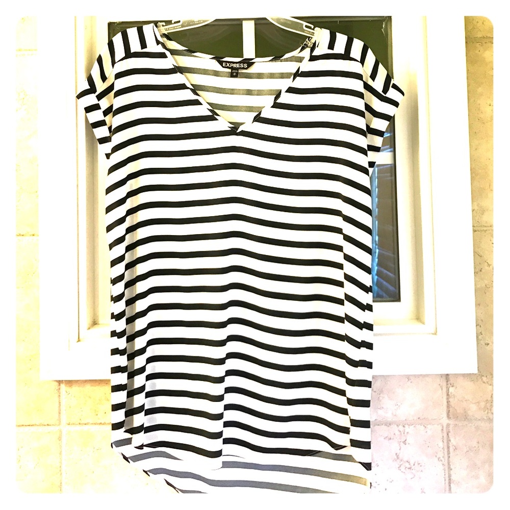 Black and white stripe shirt.  Perfect for work!