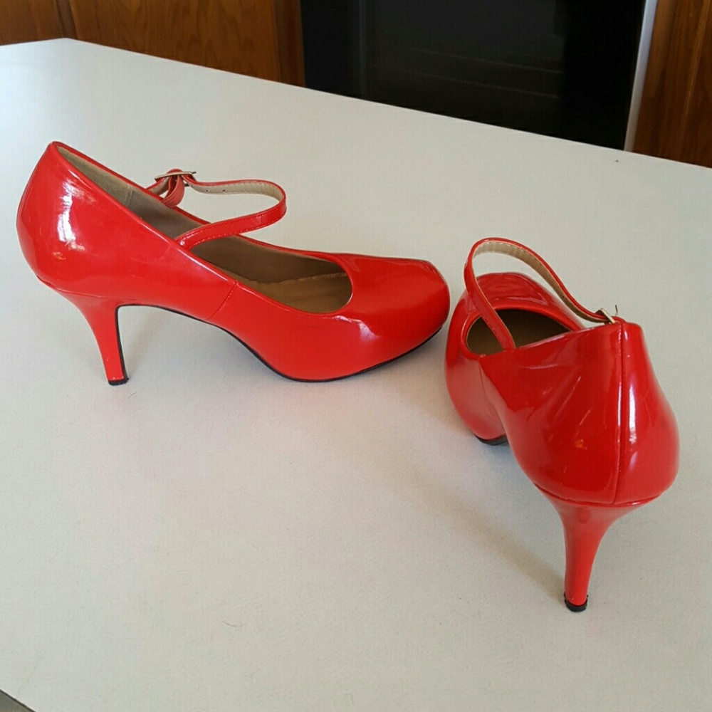 Red high heel shoes