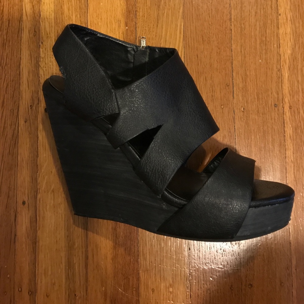 Black Open Toe Wedge