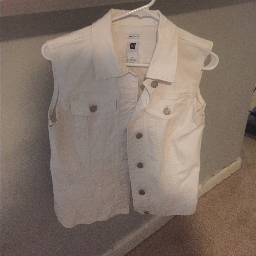 White Denim sleeveless vest