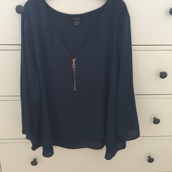 Atmosphere Tops - Navy blue chiffon blouse