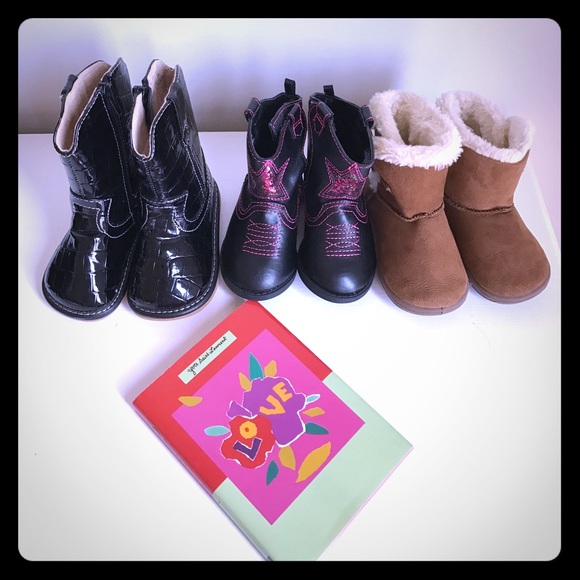 Adorable Toddler Girl Boot Lot Sz 4 (3 pairs) - Picture 2 of 7