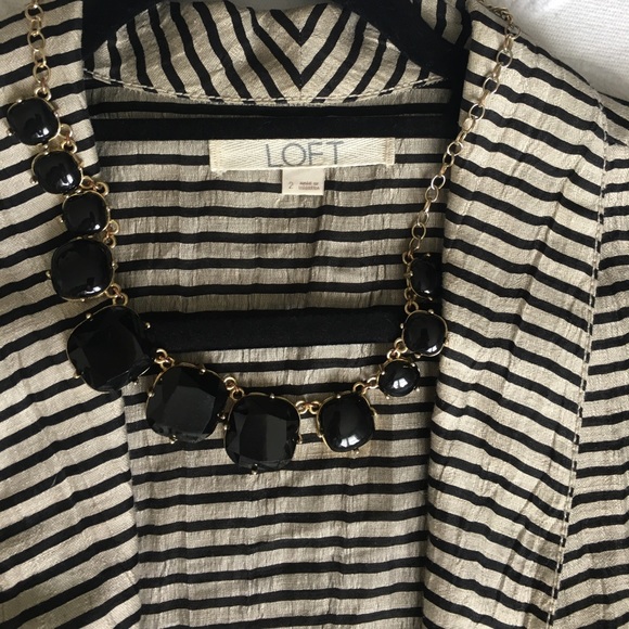 Loft Striped Linen Open-Front Blazer - Picture 3 of 6