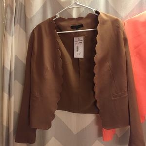 Scalloped brown blazer