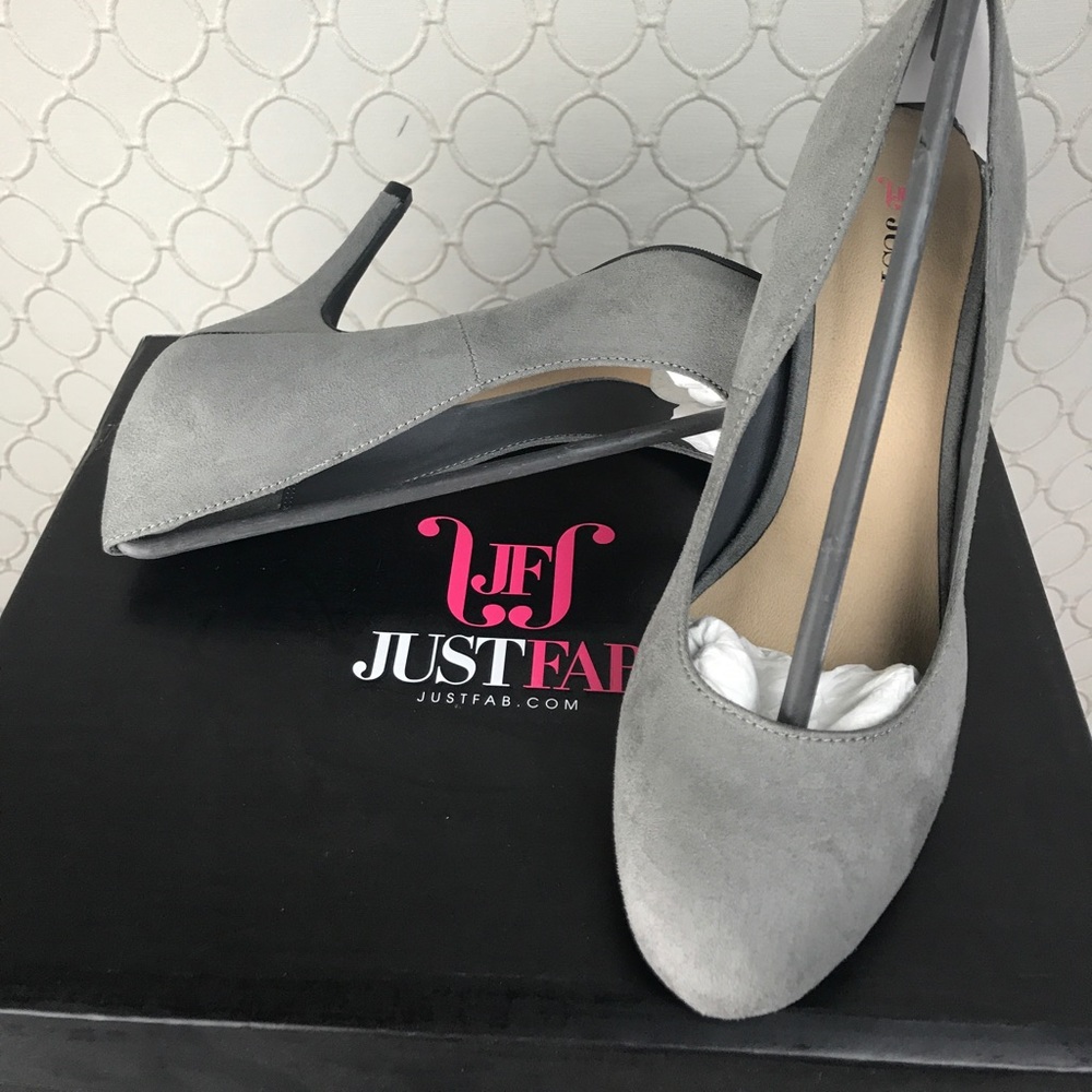 JustFab gray suede heels