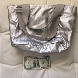 Metallic Silver Kipling Small Tote