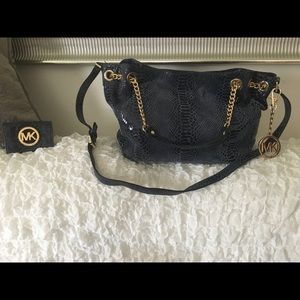 Michael Kors leather snakeskin tote & wallet