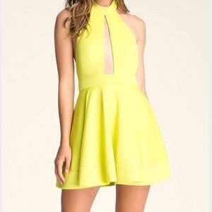 Bebe Lime Green Cutout Backless Halter Dress