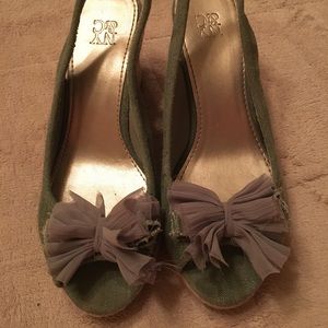 NY&Co olive green sling back wedges