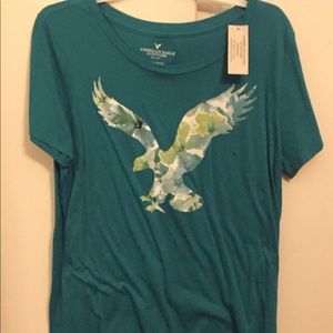 Teal crew neck American eagle T-shirt