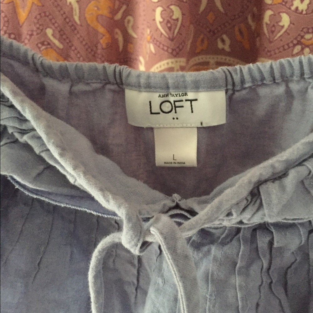 Ann Taylor LOFT blue ruffled top