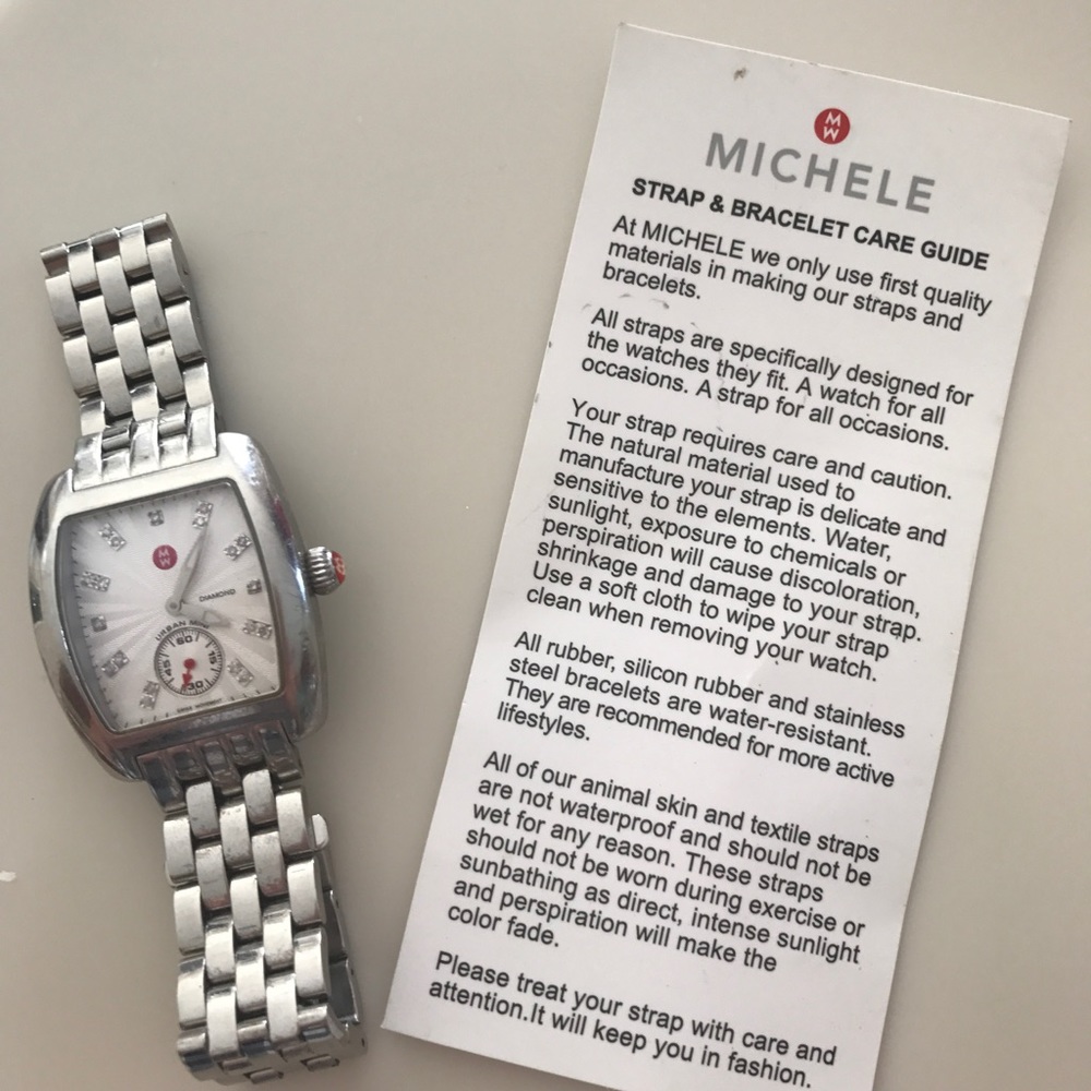 SOLD Michele Urban Mini Diamond Dial Steel Watch