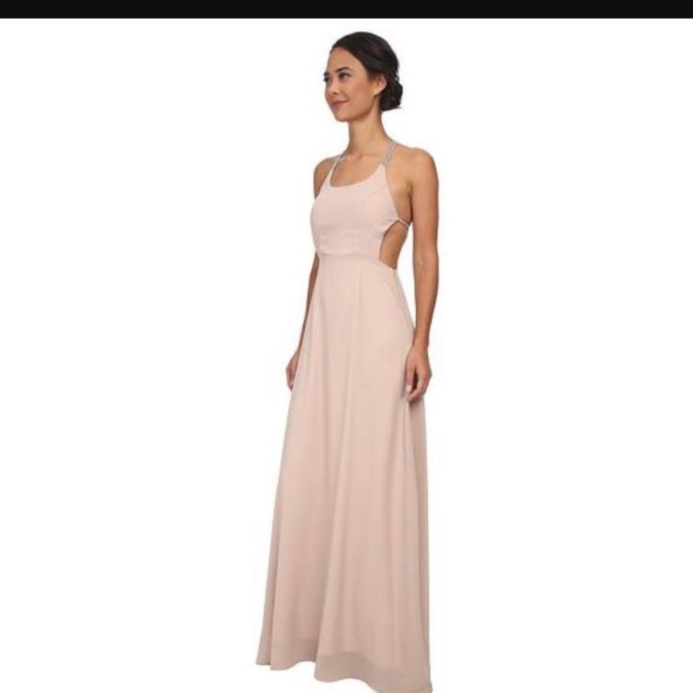 Women's taupe floor length halter dress. Small.