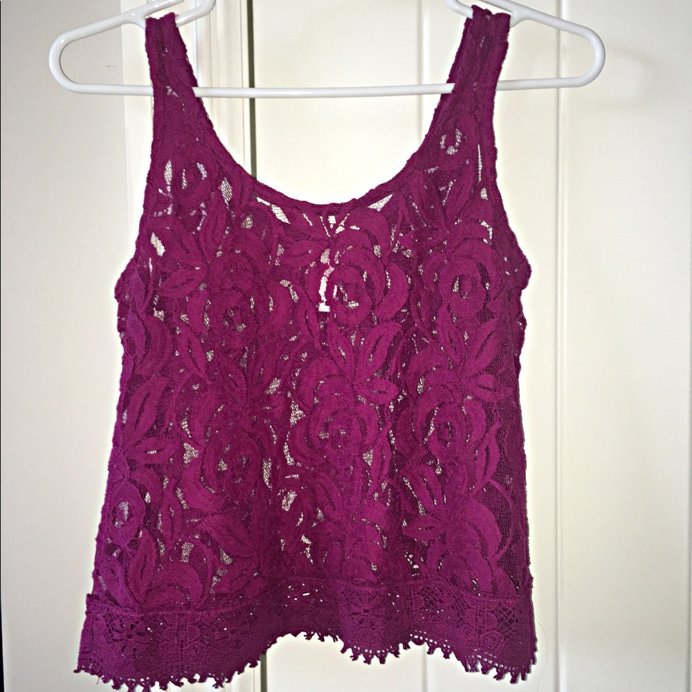 Plum floral print tank top.