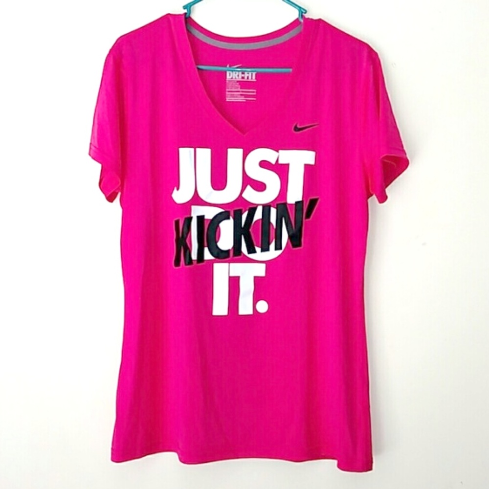 Nike Dri-Fit V-Neck Tee Fuschia