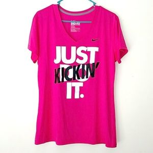 Nike Dri-Fit V-Neck Tee Fuschia