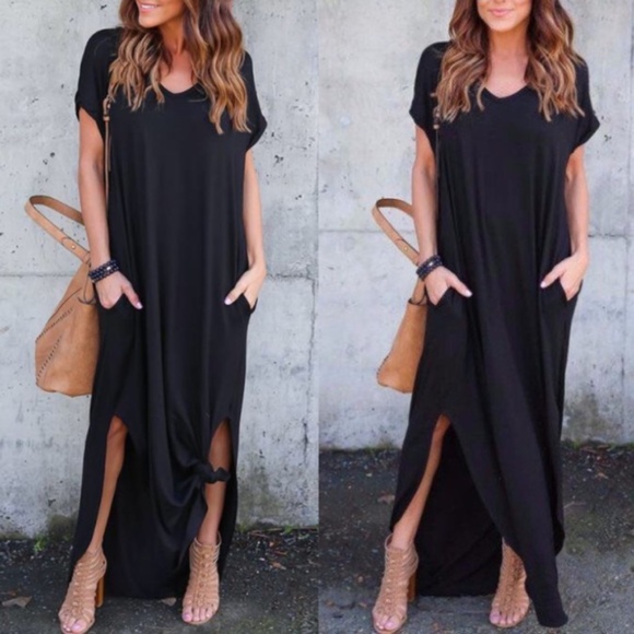 Bellanblue Dresses & Skirts - CHARLIZE solid boho dress - BLACK
