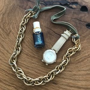 Vintage gold chain with velvet ribbon necklace