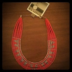 Anthropologie Coral & Gold Necklace