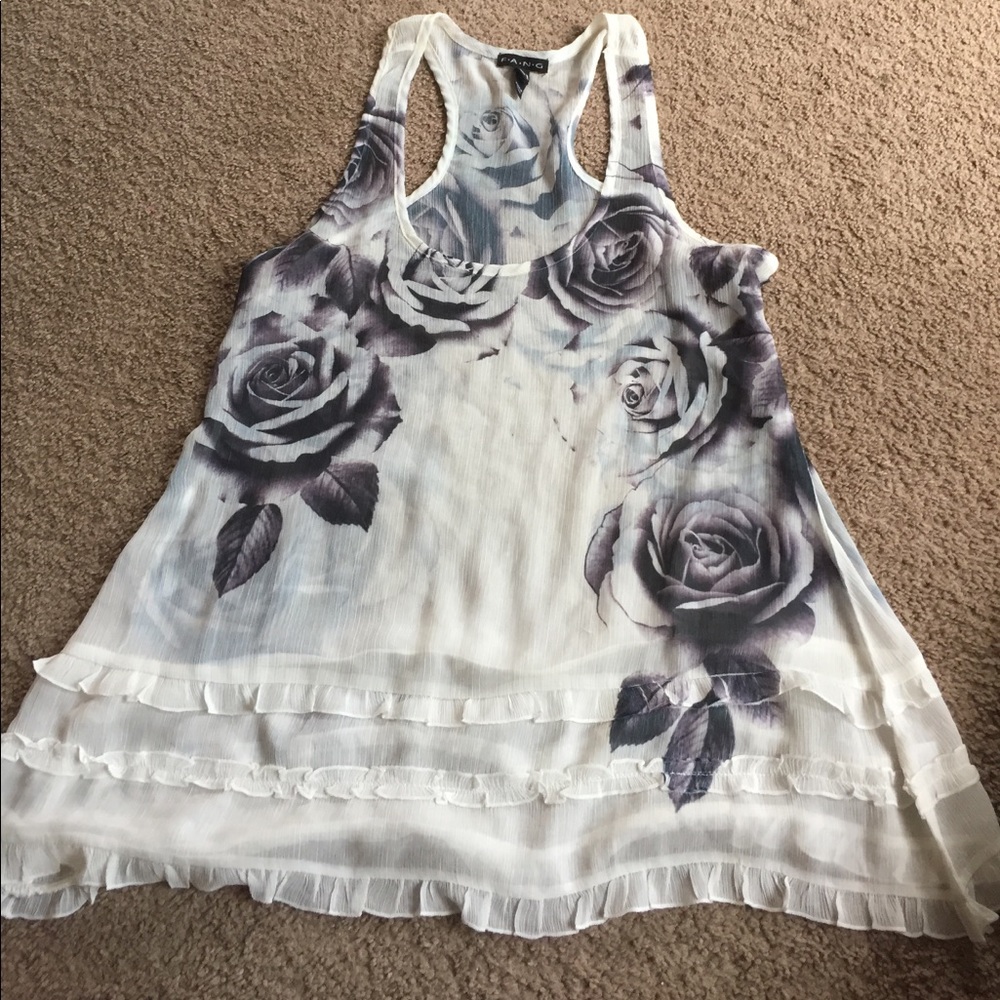 Sheer toss tank top