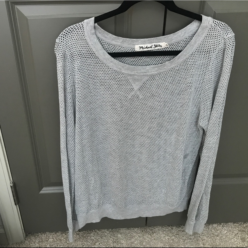 Michael Stars Mesh Long Sleeve Sweatshirt
