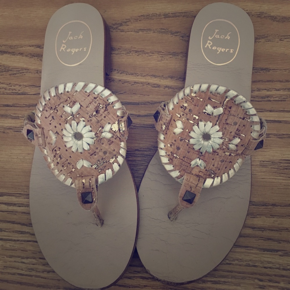 Jack Rogers cork / gold fleck Georgia sandal