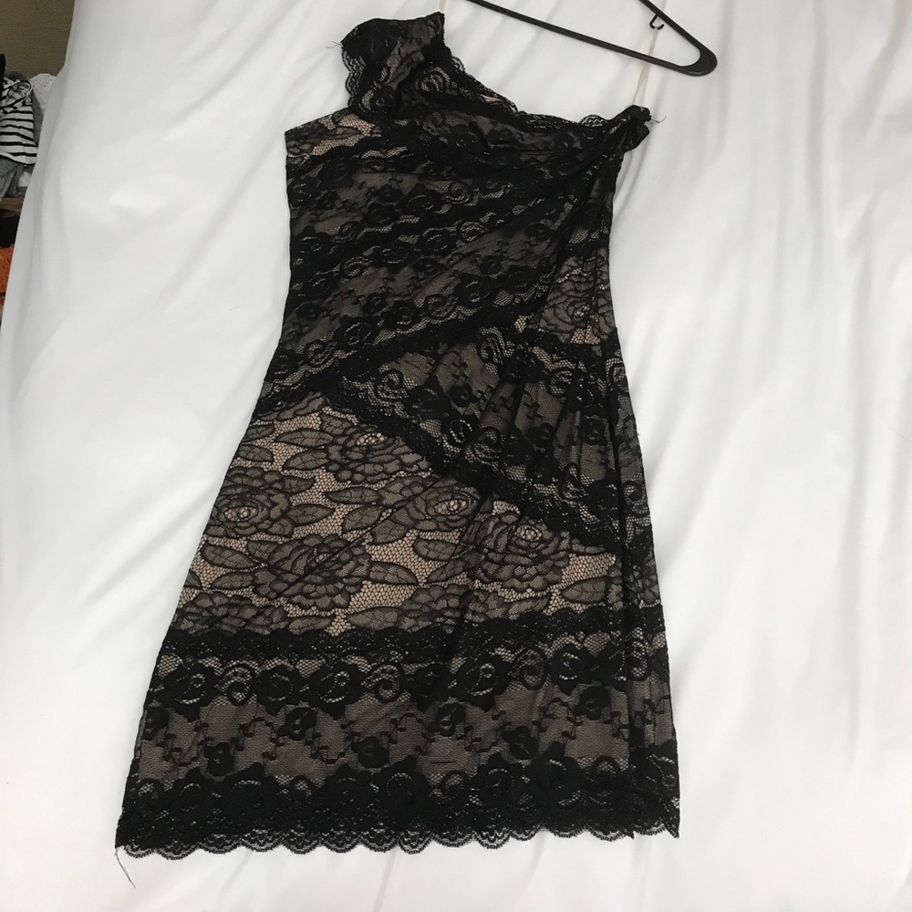One shoulder lace dress