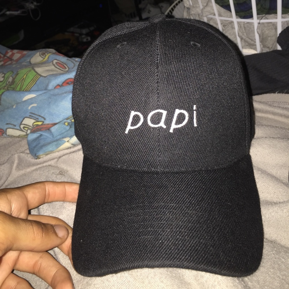 'Papi' Dad Hat Worn Twice. Adjustable Back.