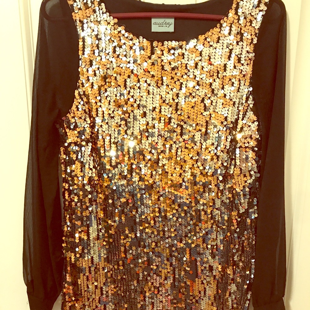 Sequin long sleeve fitted dress