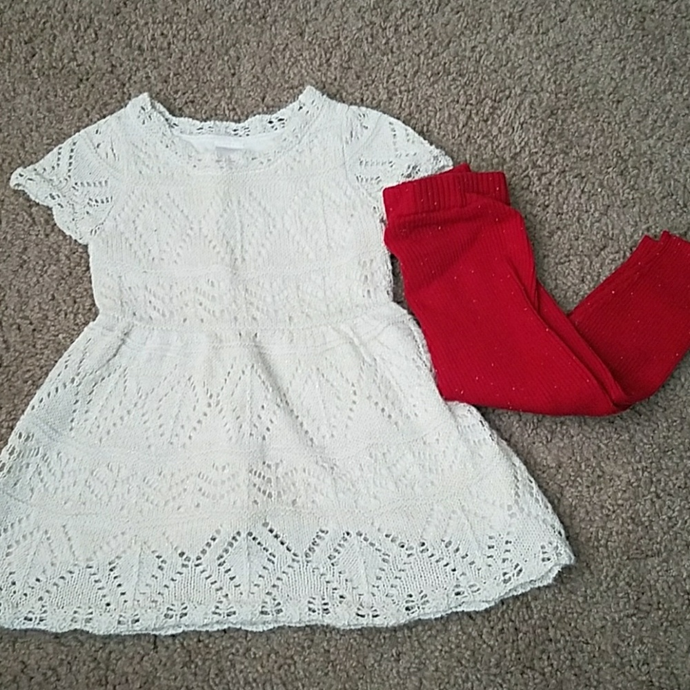 Cream sweater dress with sweater tights