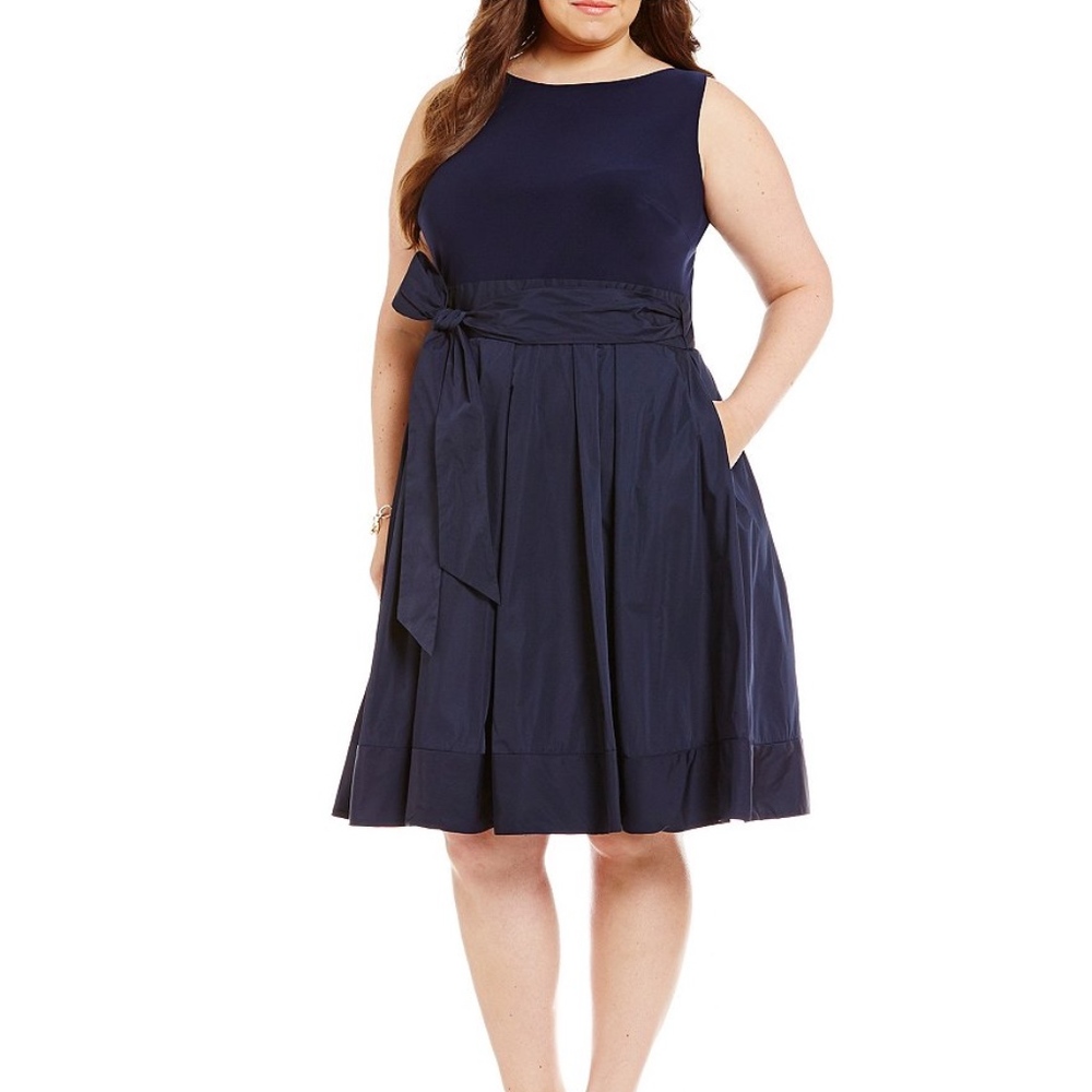 Lauren Ralph Lauren Navy Taffeta  Dress sz 16