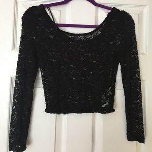 Black lace crop top