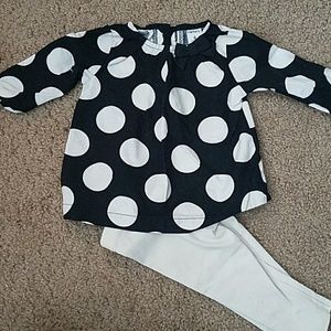 Black and white polka dot top and leggings