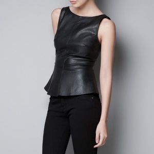 Faux leather peplum top
