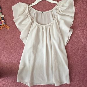 Scoop neck blush blouse short sleeve